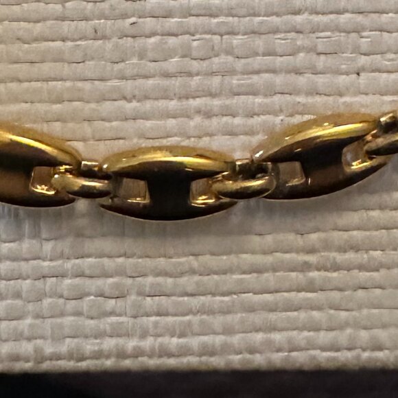 1990s Signed Anne Klen Gold Tone Mariner Link Necklace - Picture 2 of 6